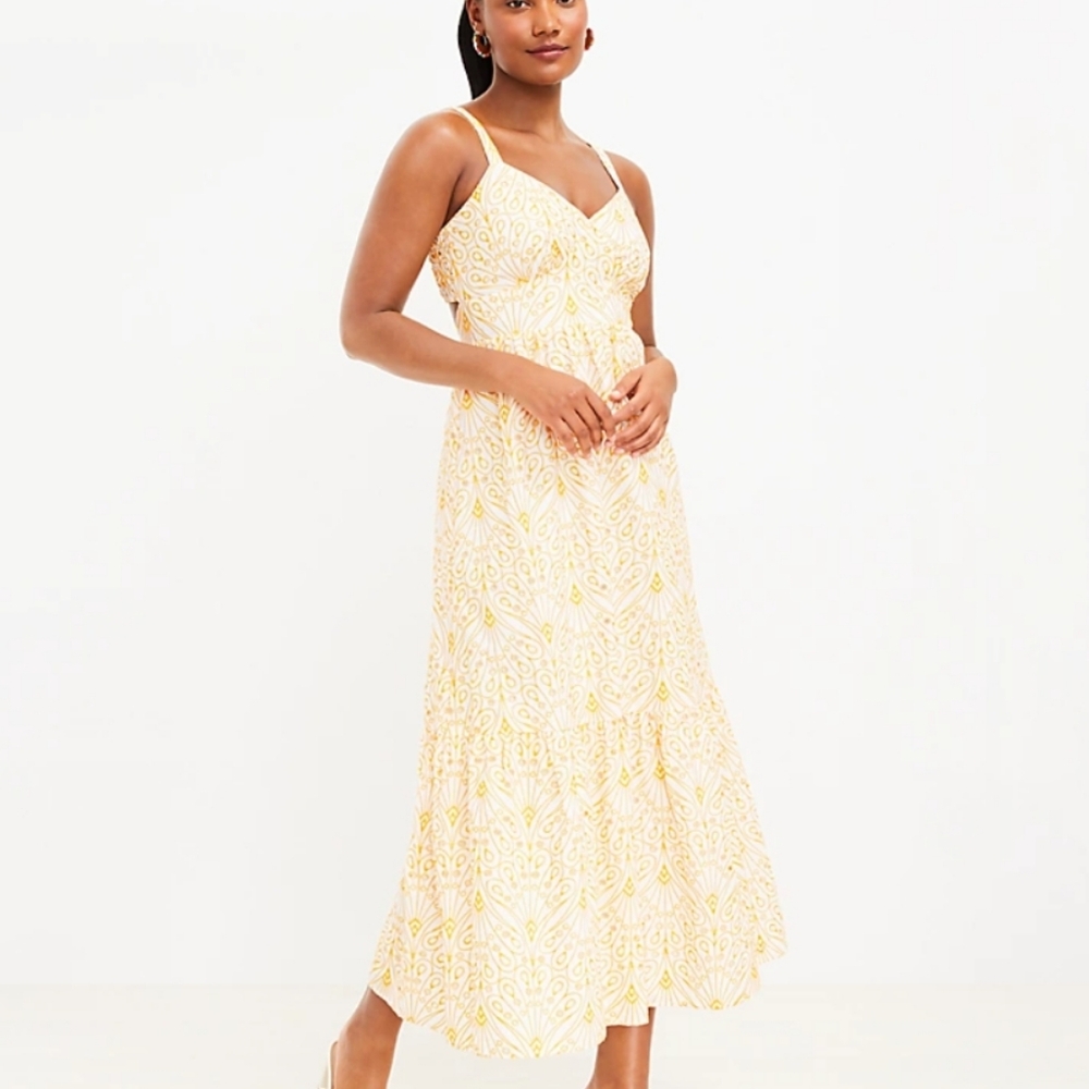 NEW! LOFT Eyelet Open Back Maxi Dress
